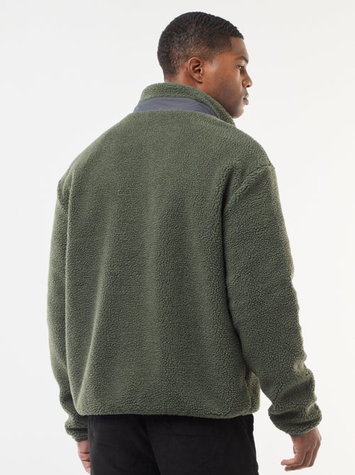 Sudadera con cremallera efecto borreguito - Kiabi