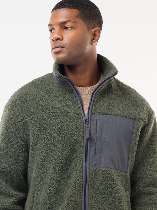 Sudadera con cremallera efecto borreguito - Kiabi