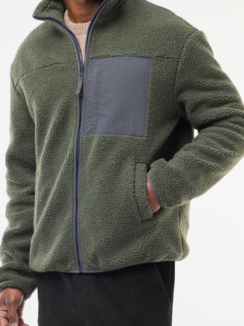 Sudadera con cremallera efecto borreguito - Kiabi