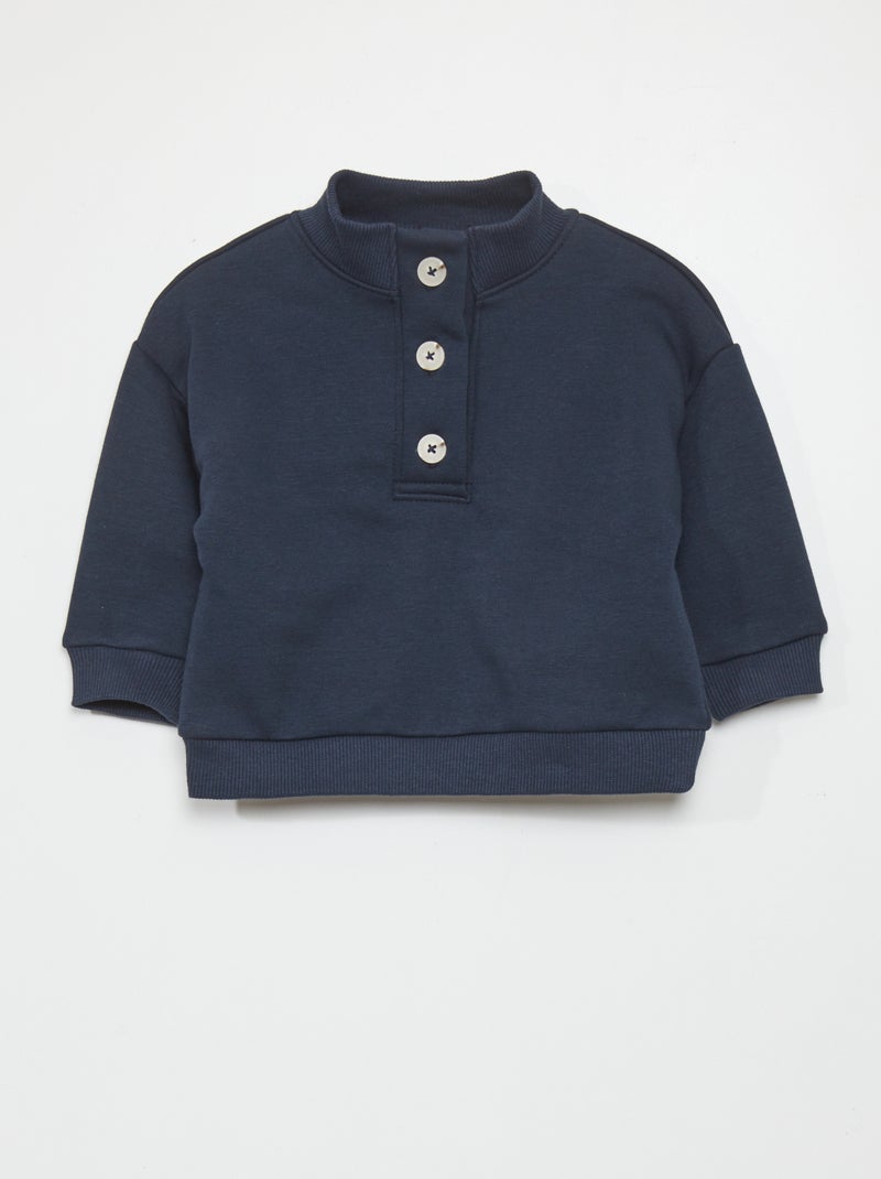 Sudadera con cremallera en el cuello  - Siempre más suavidad AZUL - Kiabi