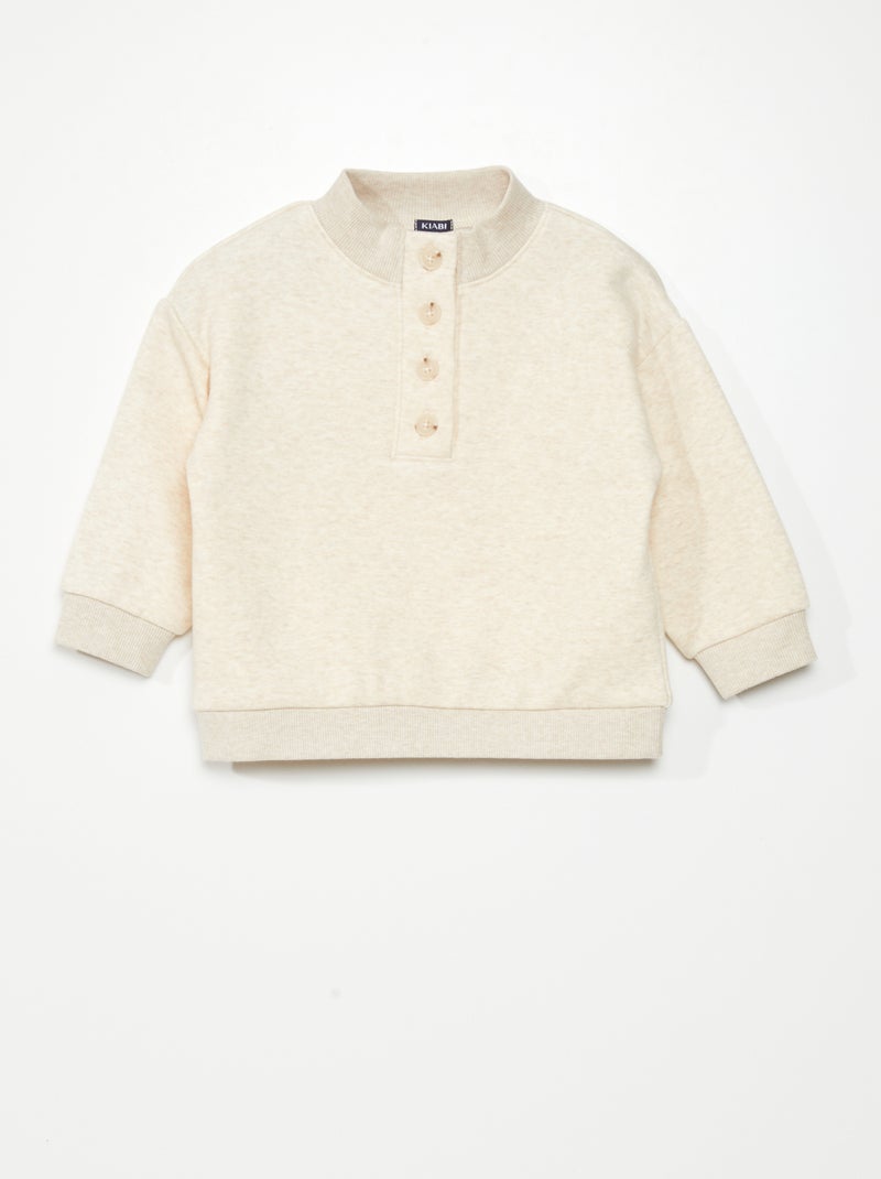Sudadera con cremallera en el cuello  - Siempre más suavidad BEIGE - Kiabi