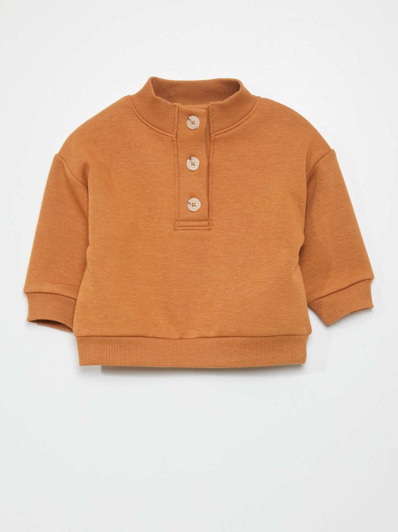 Sudadera con cremallera en el cuello  - Siempre más suavidad MARRON - Kiabi