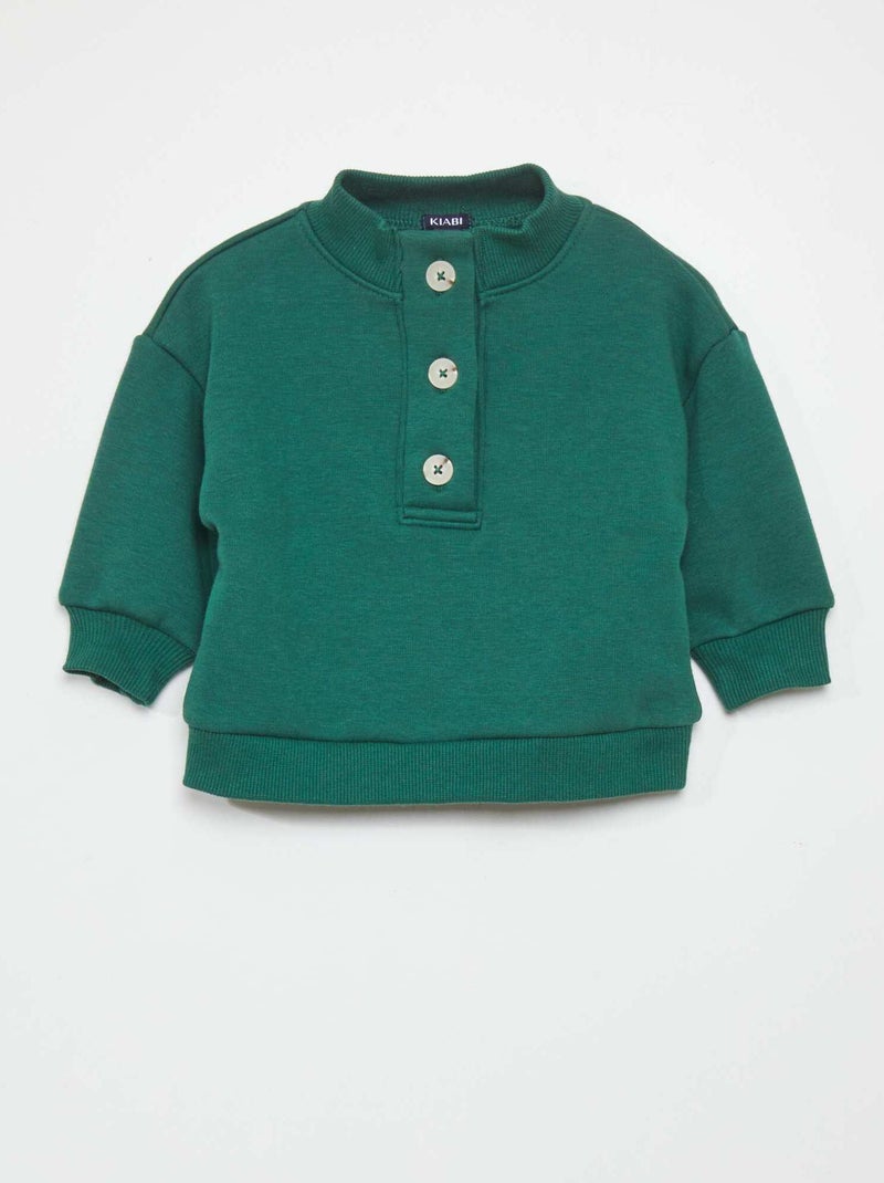 Sudadera con cremallera en el cuello  - Siempre más suavidad Verde - Kiabi
