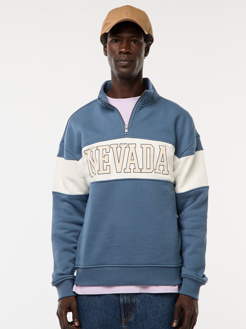 Sudadera con cremallera en el cuello alto Azul - Kiabi