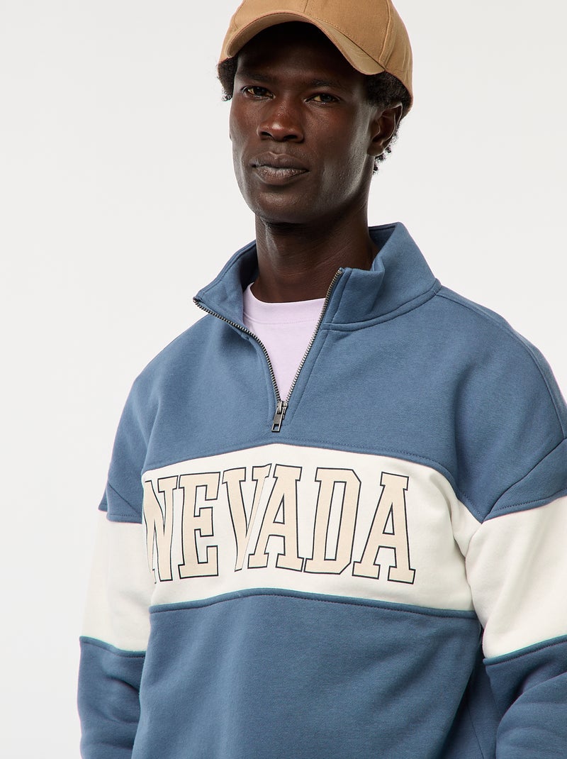 Sudadera con cremallera en el cuello alto Azul - Kiabi