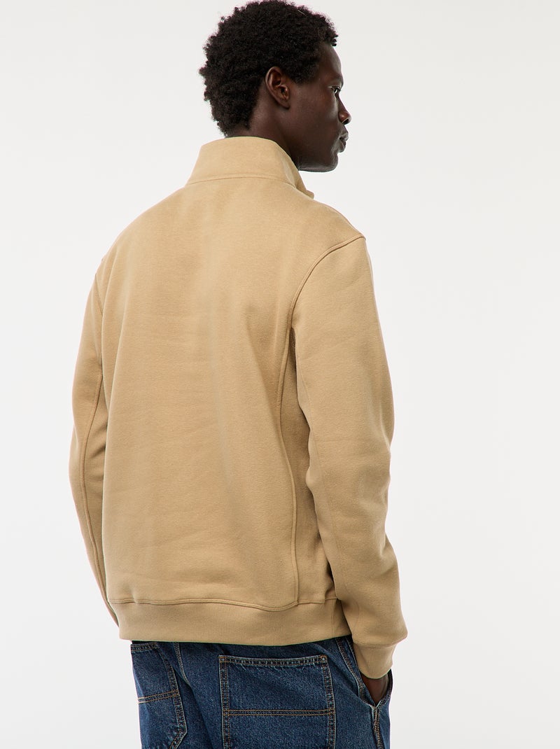 Sudadera con cremallera en el cuello alto Beige - Kiabi