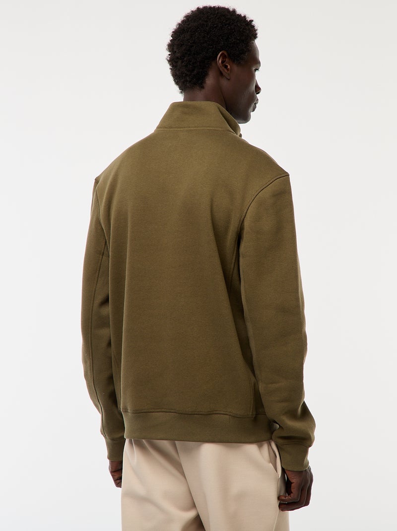 Sudadera con cremallera en el cuello alto Kaki - Kiabi