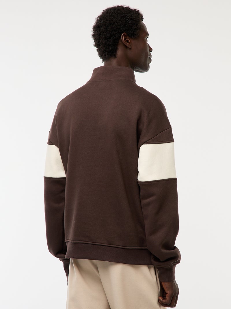 Sudadera con cremallera en el cuello alto Marron - Kiabi