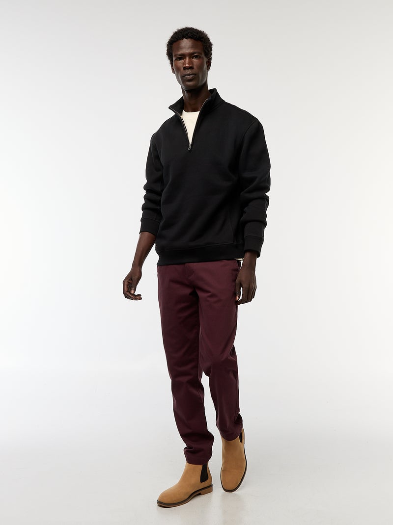 Sudadera con cremallera en el cuello alto negro - Kiabi