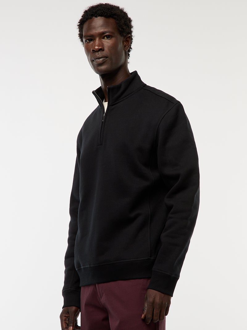 Sudadera con cremallera en el cuello alto negro - Kiabi