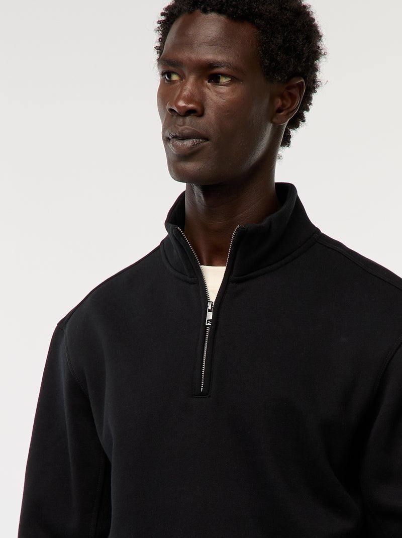 Sudadera con cremallera en el cuello alto negro - Kiabi