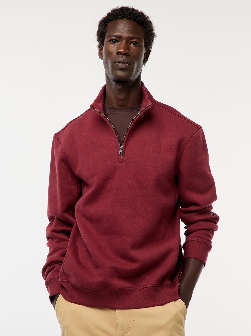 Sudadera con cremallera en el cuello alto Rojo - Kiabi