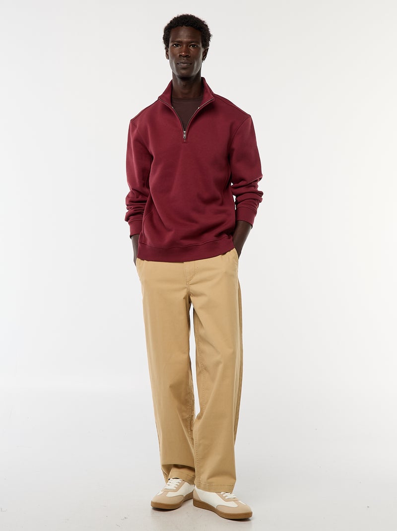 Sudadera con cremallera en el cuello alto Rojo - Kiabi