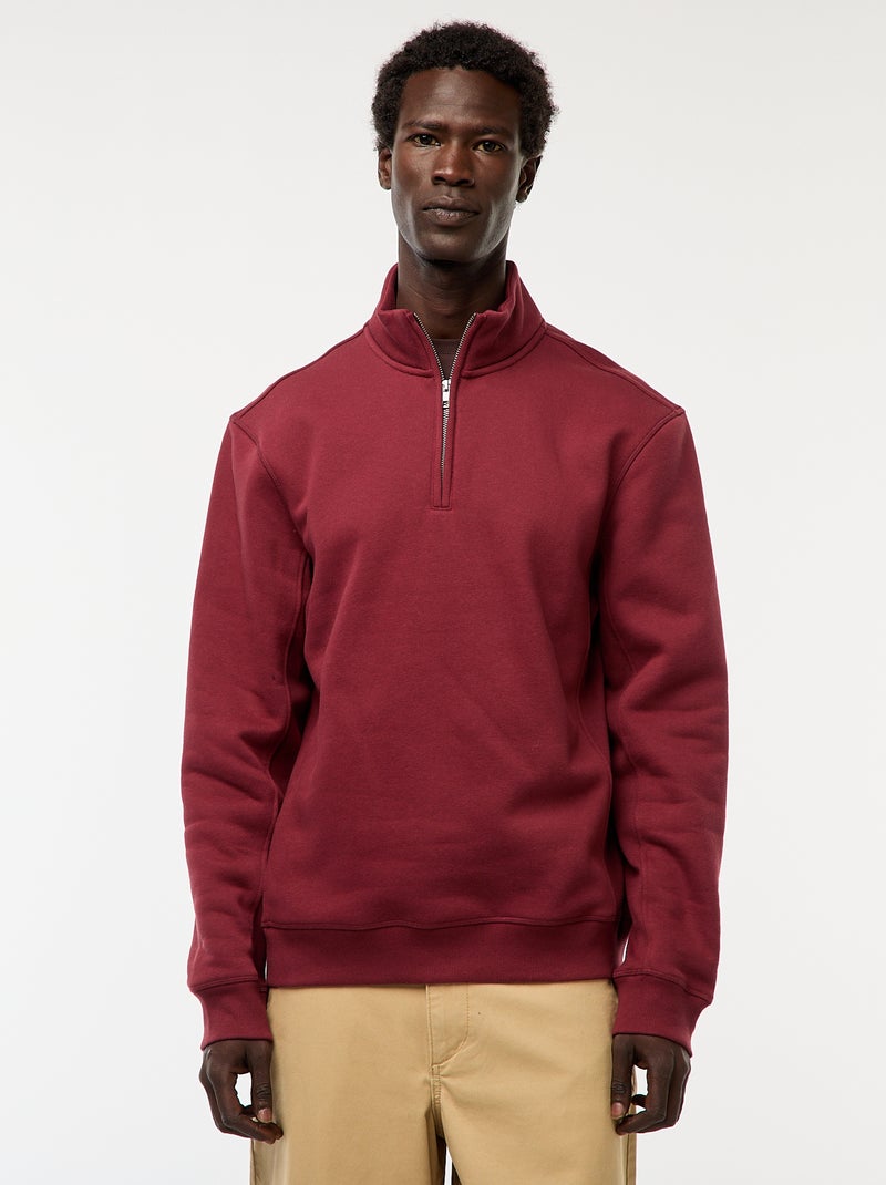 Sudadera con cremallera en el cuello alto Rojo - Kiabi