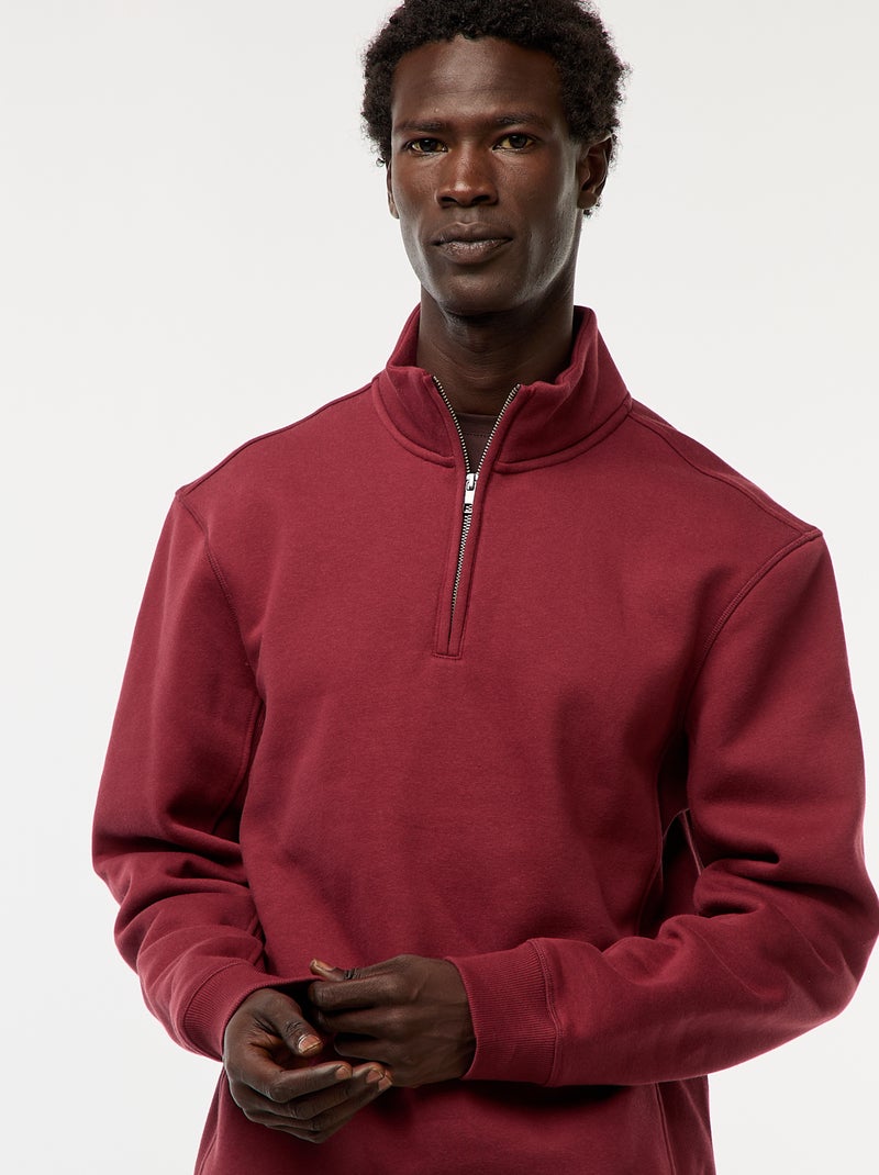 Sudadera con cremallera en el cuello alto Rojo - Kiabi