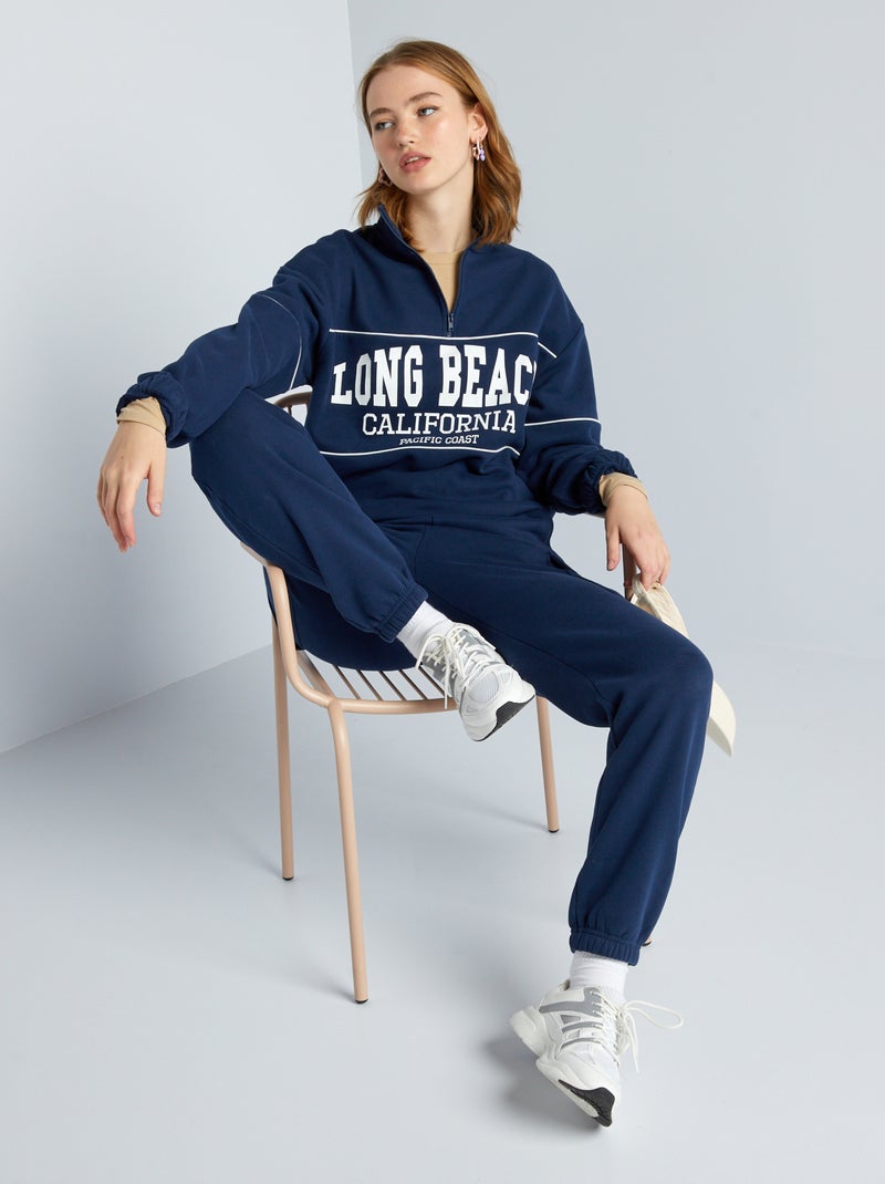 Sudadera con cremallera en el cuello Azul - Kiabi