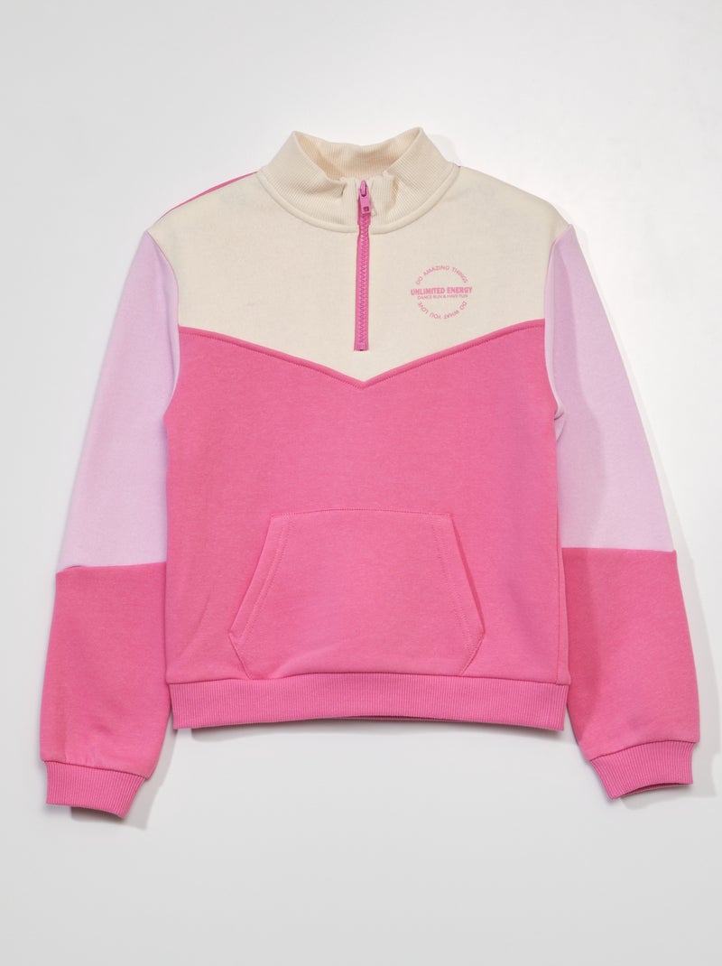 Sudadera con cremallera en el cuello BEIGE - Kiabi