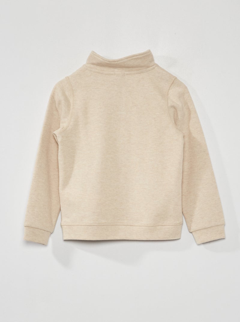 Sudadera con cremallera en el cuello BEIGE - Kiabi