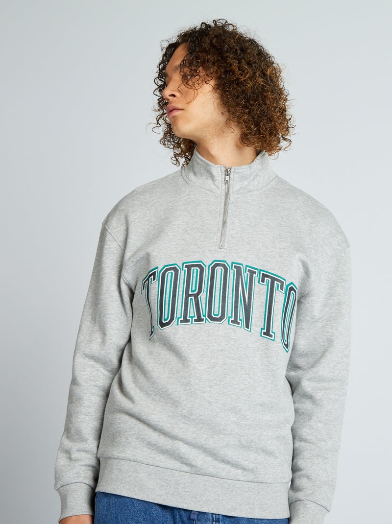 Sudadera con cremallera en el cuello GRIS - Kiabi
