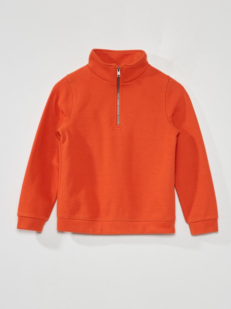 Sudadera con cremallera en el cuello naranja - Kiabi