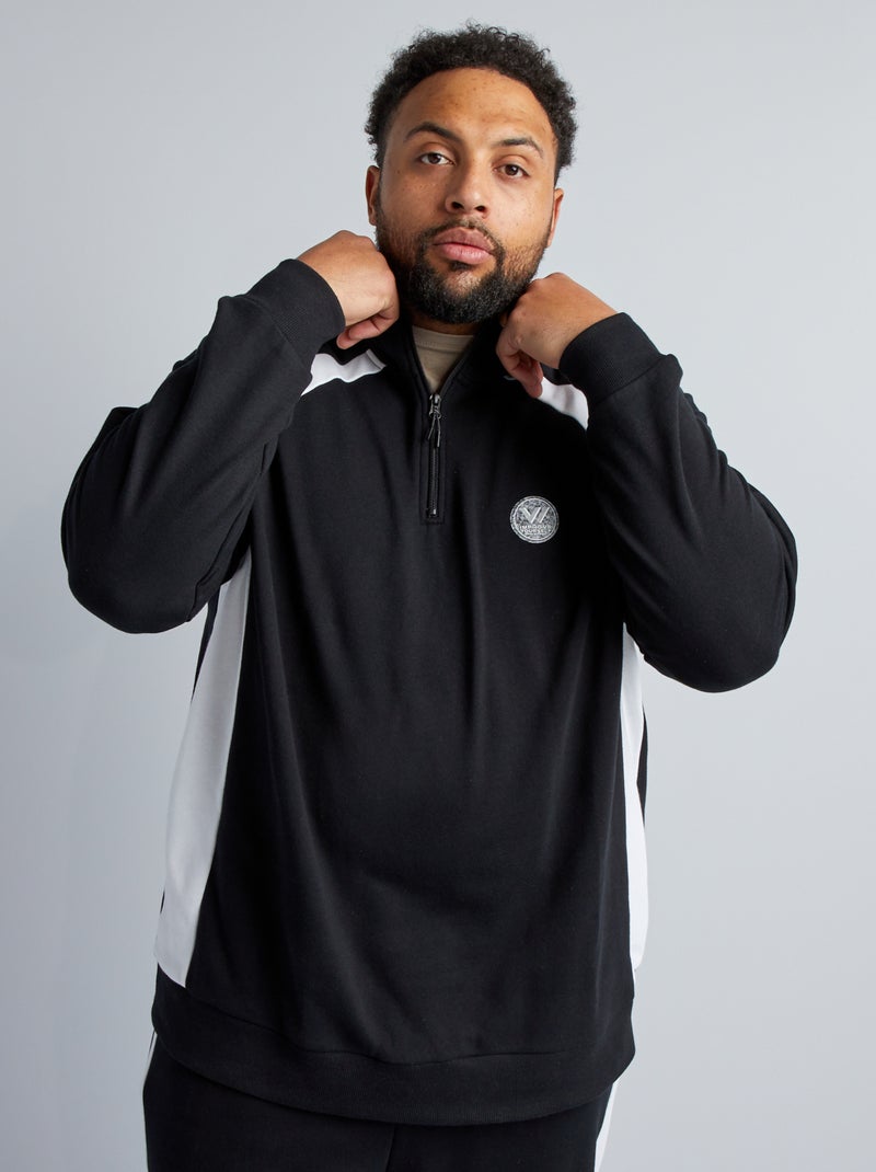 Sudadera con cremallera en el cuello NEGRO - Kiabi