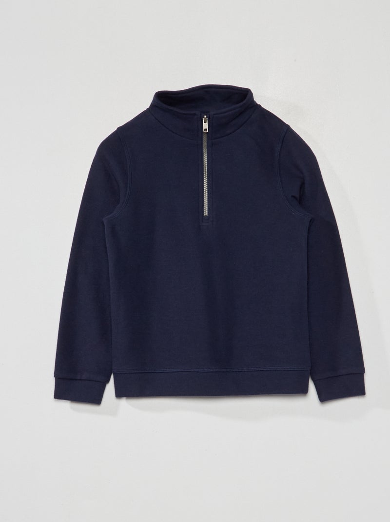 Sudadera con cremallera en el cuello negro iris - Kiabi