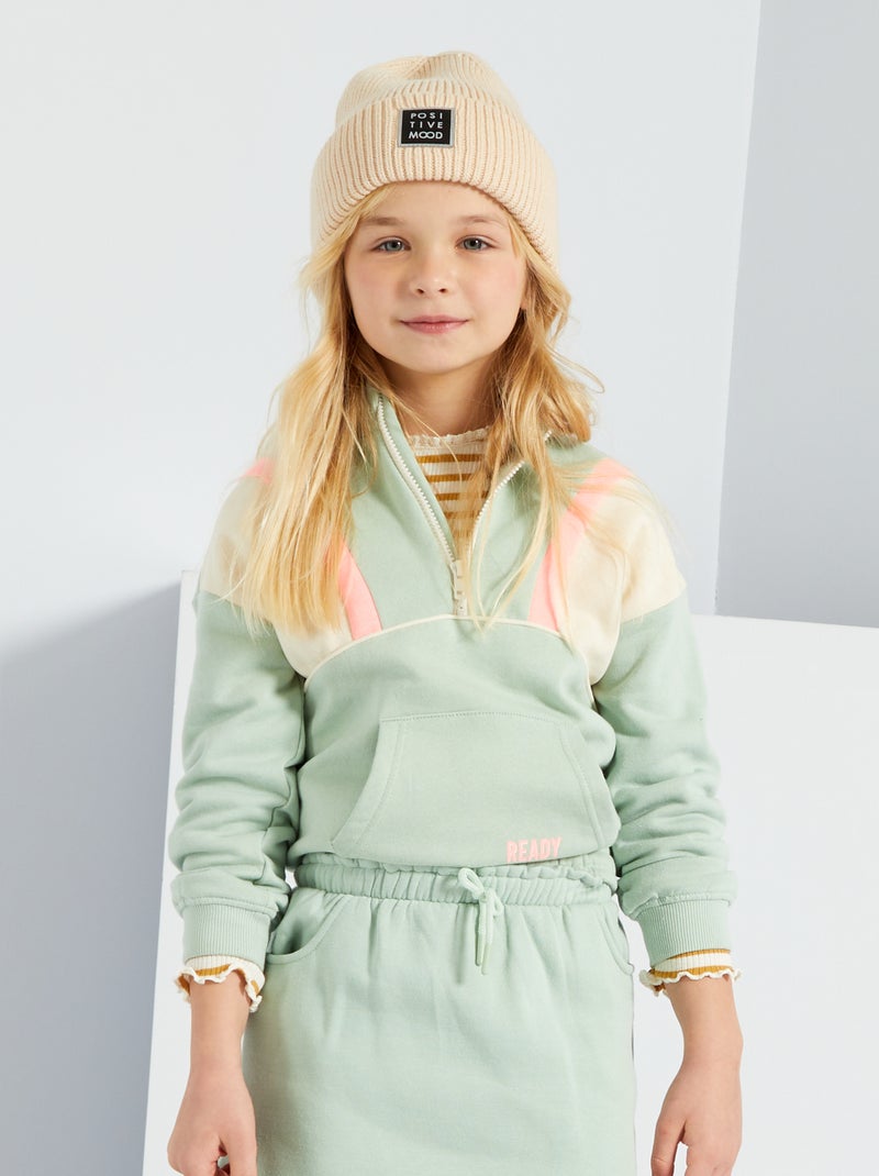 Sudadera con cremallera en el cuello VERDE - Kiabi