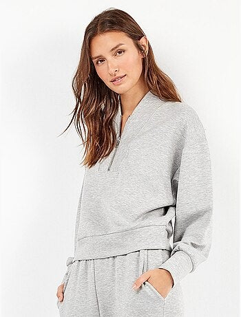 Sudadera con cremallera en tejido double soft touch
