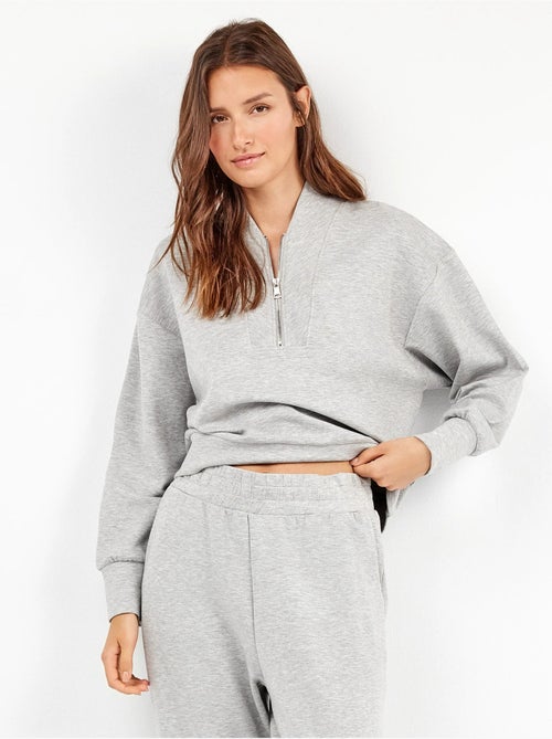 Sudadera con cremallera en tejido double soft touch - Kiabi Sudadera con cremallera en tejido double soft touch - Kiabi