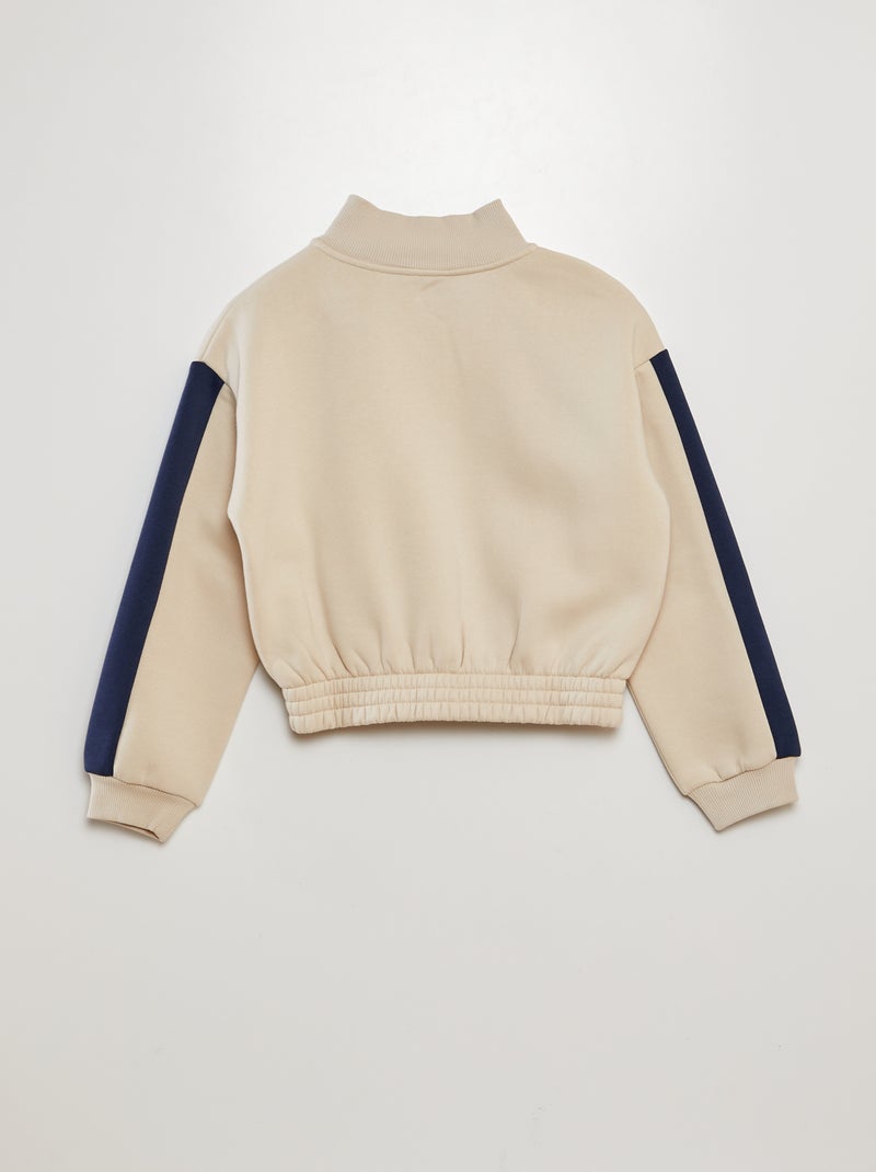 Sudadera con cremallera estilo 'campus' BEIGE - Kiabi