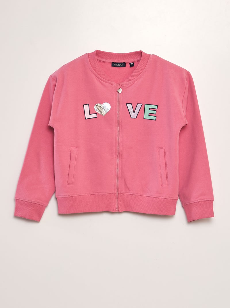 Sudadera con cremallera 'LOVE' ROSA - Kiabi