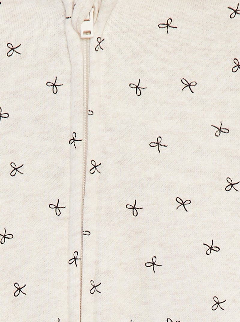 Sudadera con cremallera, motivo y capucha Beige - Kiabi