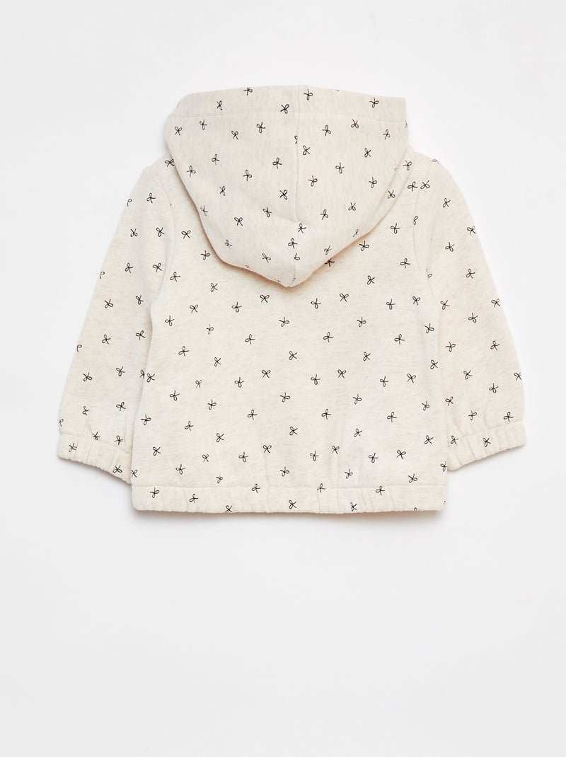 Sudadera con cremallera, motivo y capucha Beige - Kiabi