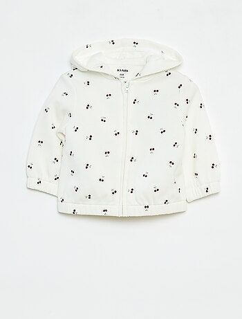 Sudadera con cremallera, motivo y capucha