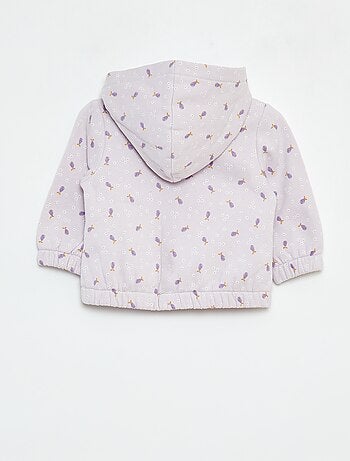 Sudadera con cremallera, motivo y capucha
