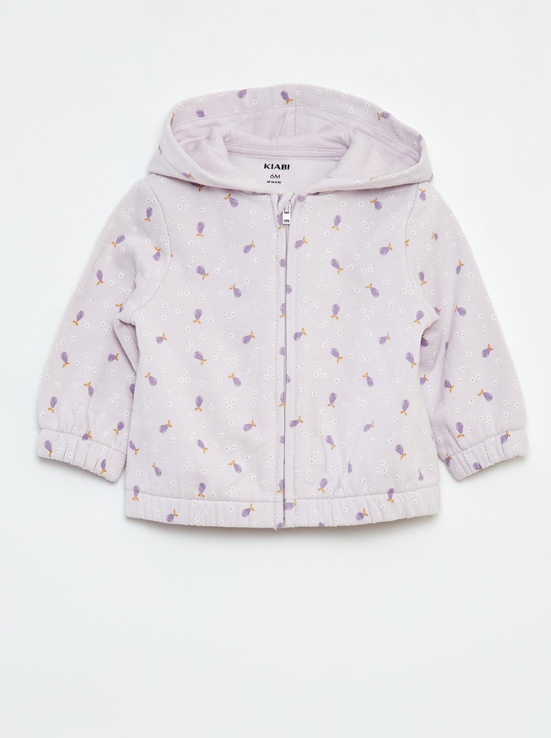 Sudadera con cremallera, motivo y capucha Purpura - Kiabi