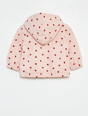 Sudadera con cremallera, motivo y capucha
