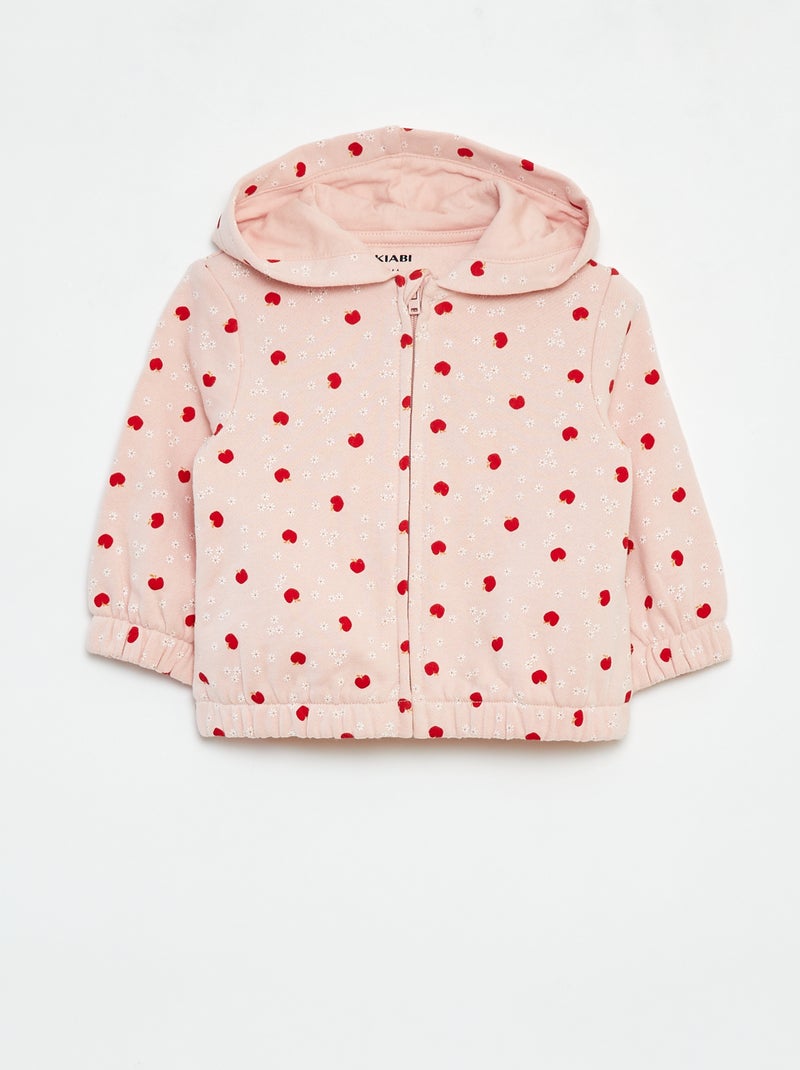Sudadera con cremallera, motivo y capucha Rosa - Kiabi