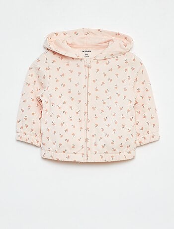 Sudadera con cremallera, motivo y capucha