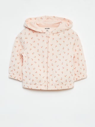 Sudadera con cremallera, motivo y capucha