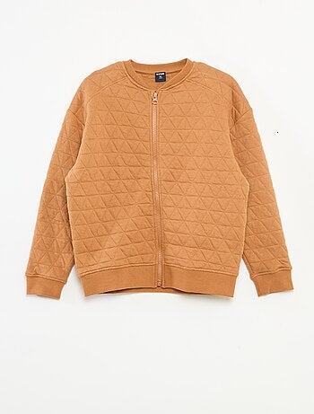 Sudadera con cremallera y acolchada de algodón liso