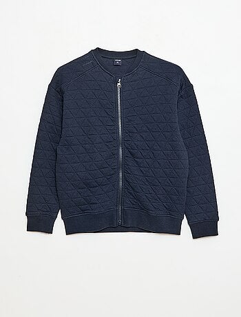 Sudadera con cremallera y acolchada de algodón liso