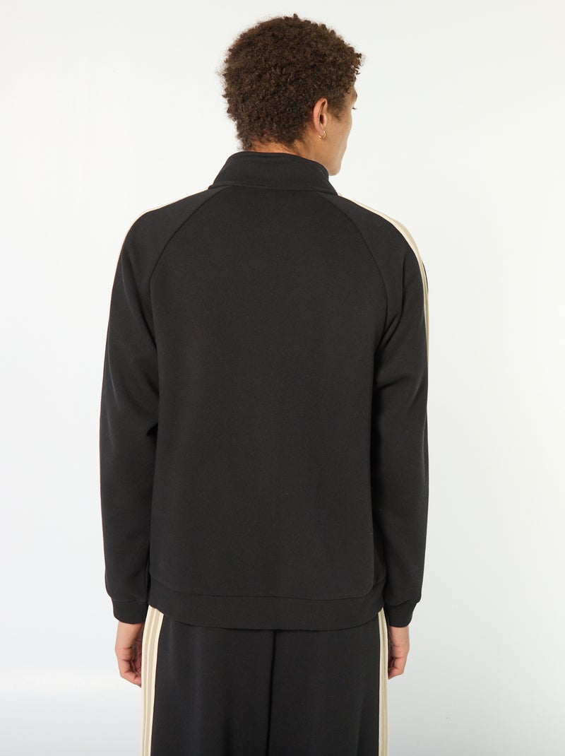 Sudadera con cremallera y banda lateral Negro - Kiabi