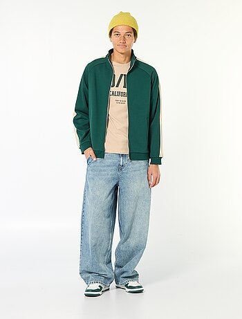 Sudadera con cremallera y banda lateral