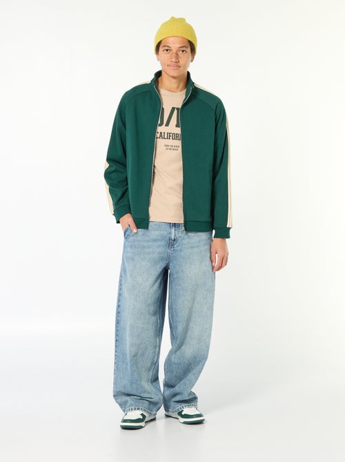 Sudadera con cremallera y banda lateral - Kiabi