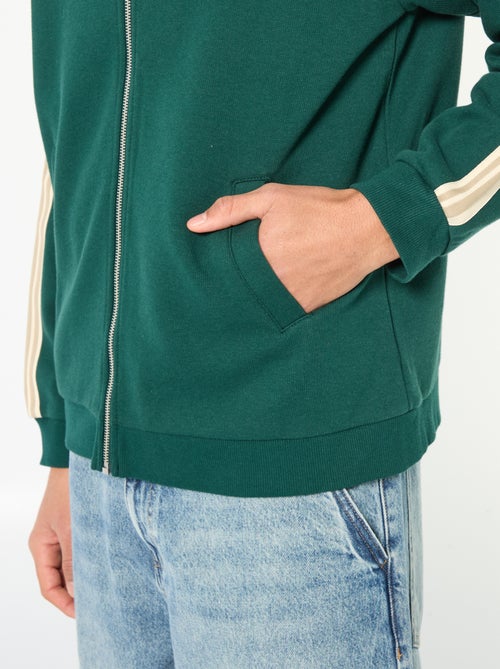 Sudadera con cremallera y banda lateral - Kiabi