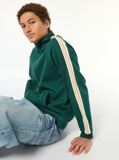 Sudadera con cremallera y banda lateral - Kiabi