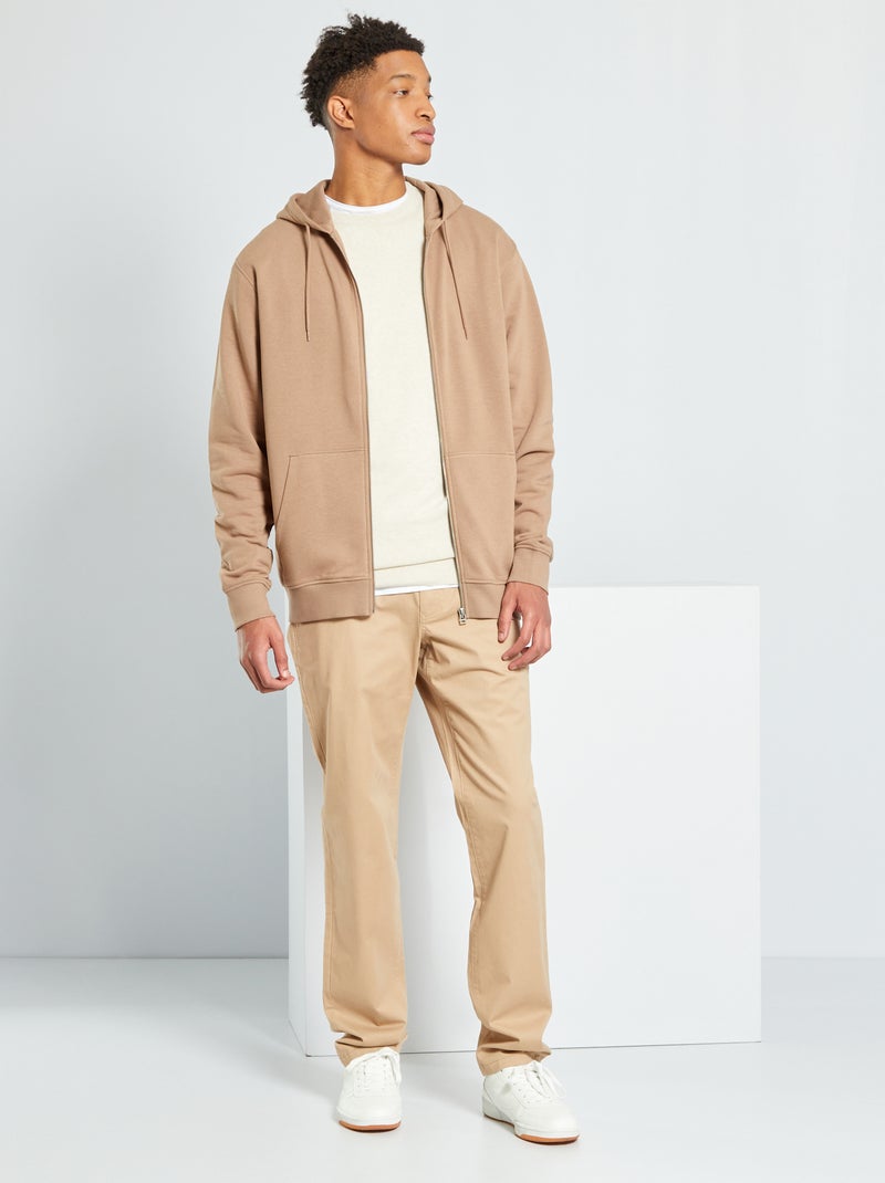 Sudadera con cremallera y capucha  +1,90 m BEIGE - Kiabi