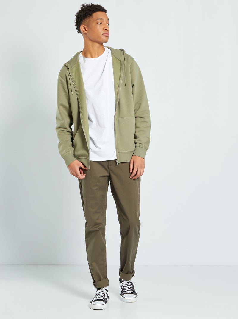 Sudadera con cremallera y capucha  +1,90 m verde liquen - Kiabi