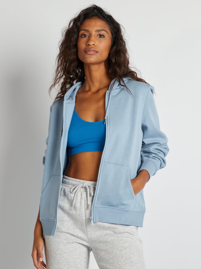 Sudadera con cremallera y capucha AZUL - Kiabi